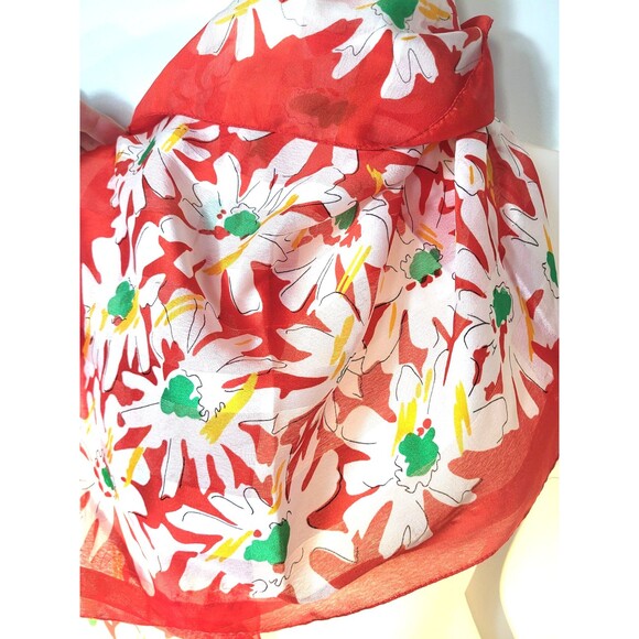 Vintage Made In Italy Hand Rolled Red Green Square Silken Scarf 30 in - Picture 5 of 12